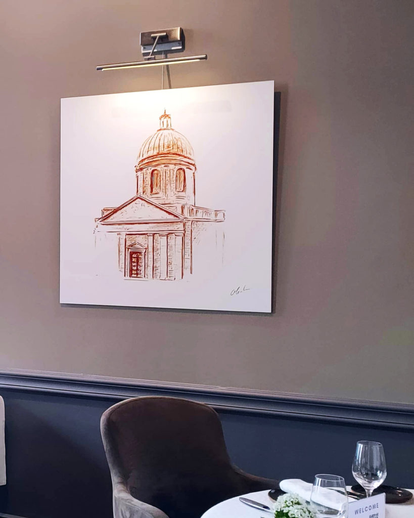 Photographie du dessin intitulé "Le Dôme de la Grave" exposé au restaurant Le Cénacle de Toulouse