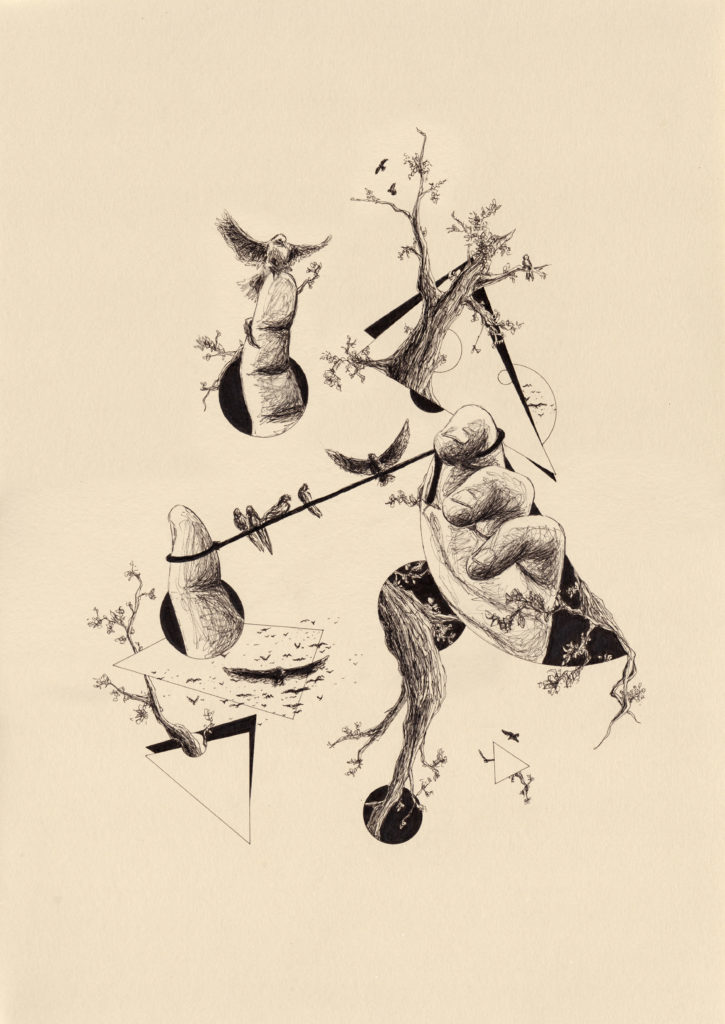 "Émersion", dessin réalisé par Christophe Moulinier, artiste dessinateur